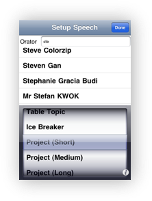 Setup speech timing and enter orator name - Speech Timer for Toastmasters