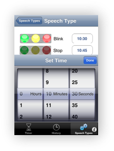 Speech Type Edit Timing Edit individual speech timings to Hours, Minutes, Seconds - Speech Timer for Toastmasters