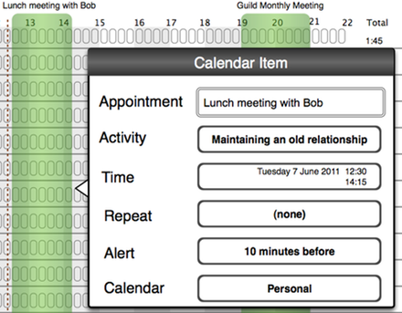 Calendar item popup