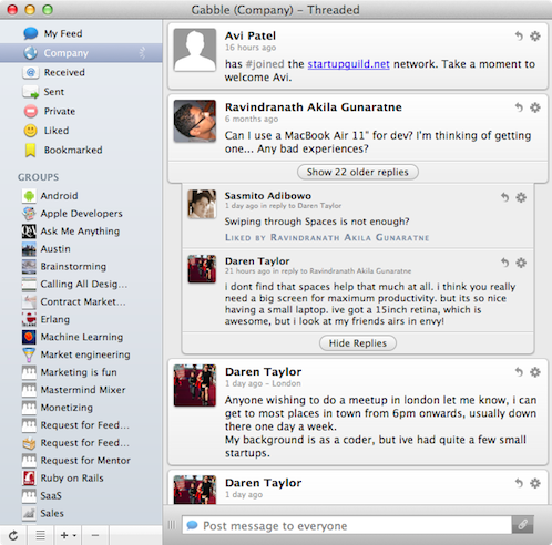 Gabble  Yammer Mac Client