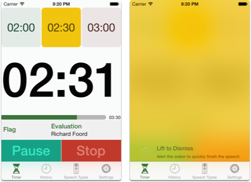 Speech Timer Flags Yellow