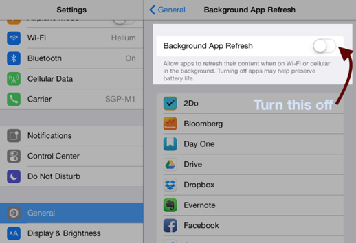 iPad Background Refresh Option