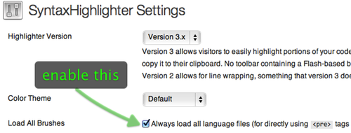 SyntaxHighlighter Settings