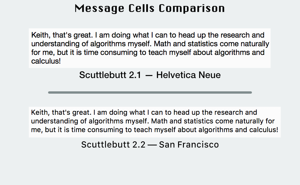 Scuttlebutt message cells comparison