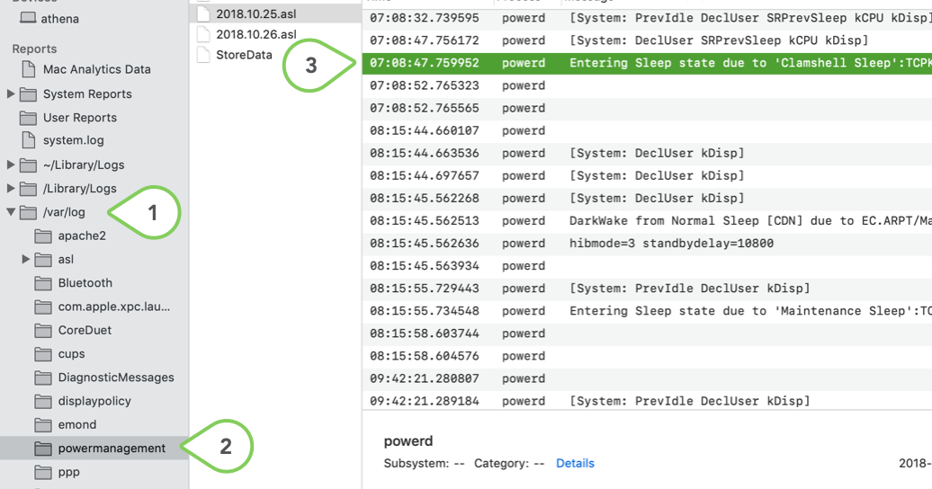 Power Management logs in Console