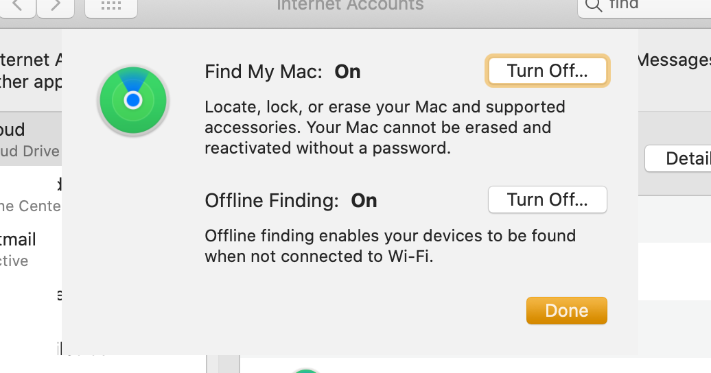 Find My Mac and Offline Finding